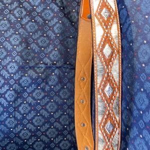 Leather cow fur belt